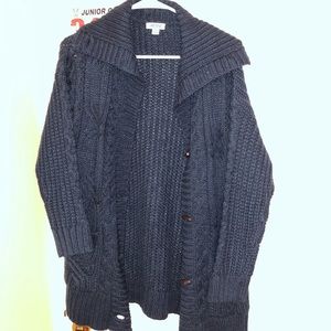 Navy Knitted Sweater with Buttons
